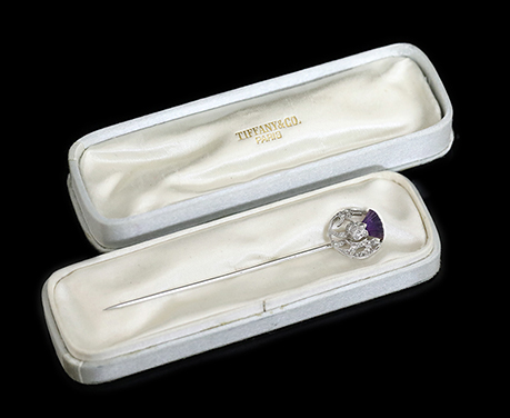 アールデコ ティファニー Tiffany & Co. Paris  アメシスト&ダイヤモンド クラバットピン