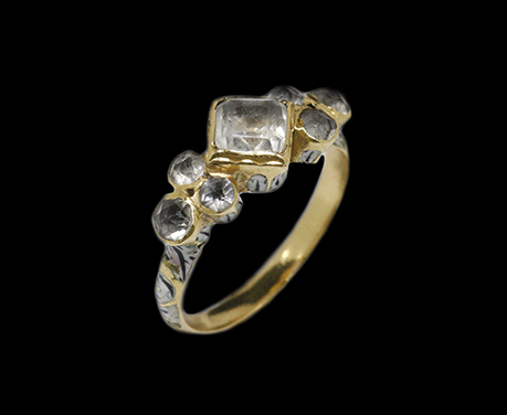 17世紀 水晶 ロッククリスタル ホワイトエナメル リング 指輪