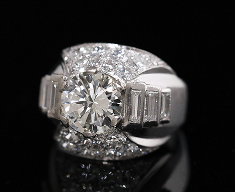 2ct ダイヤモンド アールデコ モダニスト プラチナ リング 指輪