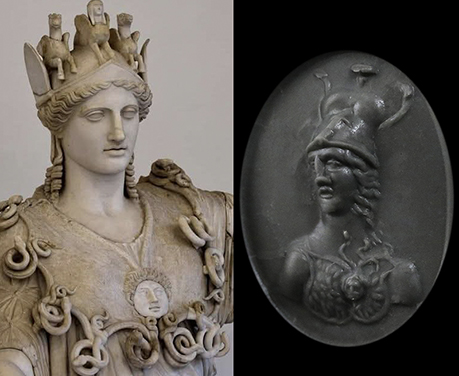 古代ローマ1世紀〜2世紀 インタリオ アテナ パルテノス レッドジャスパー