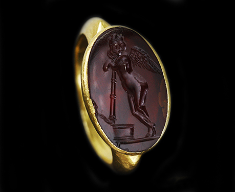 古代ローマ 紀元前1世紀 オールオリジナル  インタリオ 魂を愛し守る者 コーネリアン リング 指輪