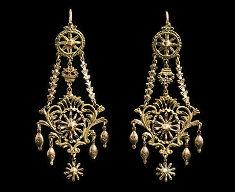 1820年頃 シチリア ナポリ シャンデリア ゴールド ピアス
