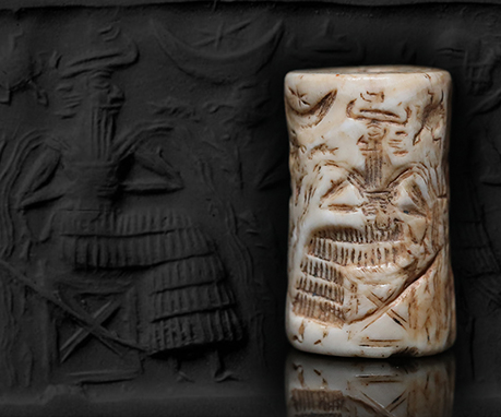 アッカド王朝時代 円筒印章「アンズーの審判 古代メソポタミア・アッカド王朝時代(紀元前2350〜2200年頃)