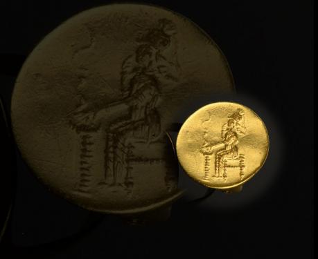 紀元前4世紀　古代ギリシャ　ゴールドリング　　グラウコーピス・アテナ