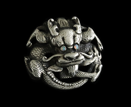 WIESE 東洋趣味 ドラゴン シルバー オパール ブローチ