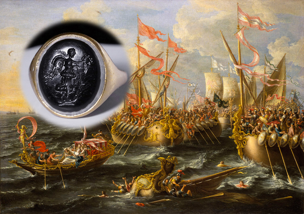 古代ローマ1世紀 アクティウムの海戦 勝利の女神ヴィクトリー オニキス インタリオ リング 指輪