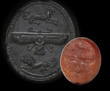 古代美術　古代ペルシア紀元前5世紀　インタリオ アフラマズダー　